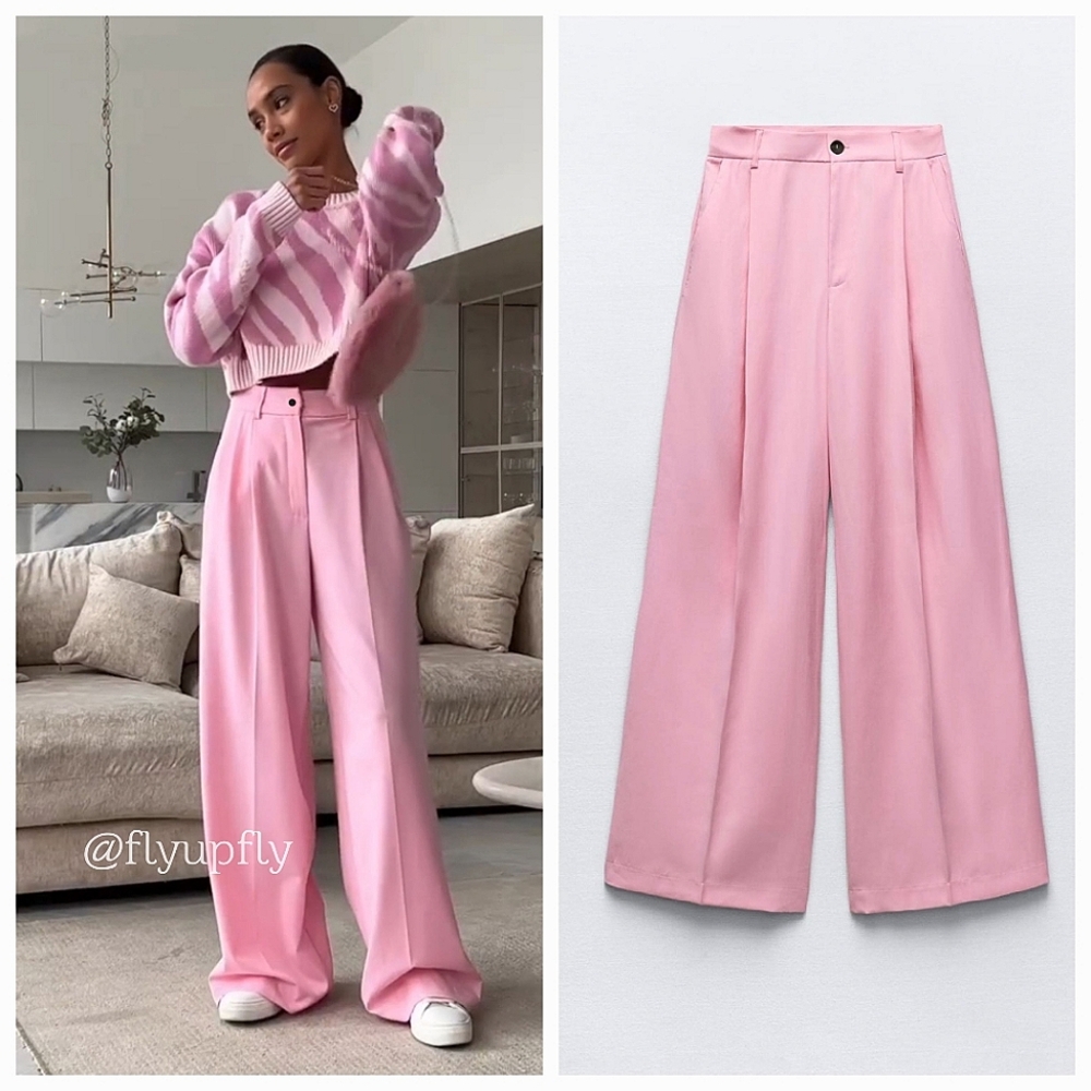 Zara Pink Wide Leg Pants